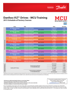 Danfoss VLT® Drives - MCU Training 2015 Schedule of Factory Courses Class Title