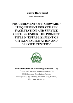 Tender Document PROCUREMENT OF HARDWARE / IT EQUIPMENT FOR CITIZEN FACILITATION AND SERVICE
