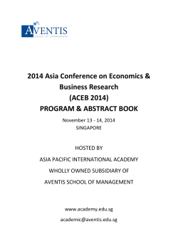 2014 Asia Conference on Economics &amp; Business Research (ACEB 2014)
