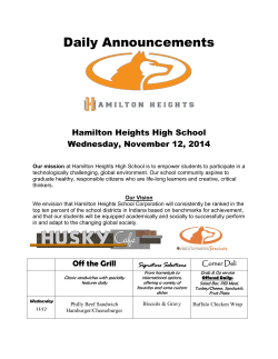 Daily Announcements Hamilton Heights High School Wednesday, November 12, 2014