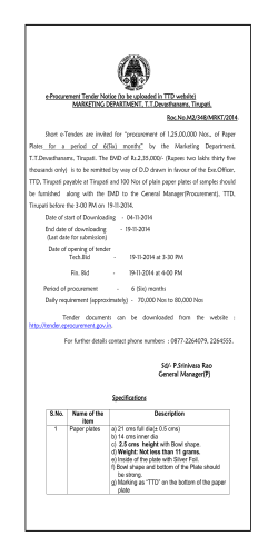e-Procurement Tender Notice (to be uploaded in TTD website)