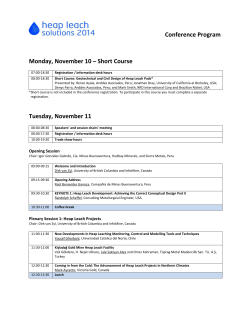 Conference Program  Monday, November 10 – Short Course