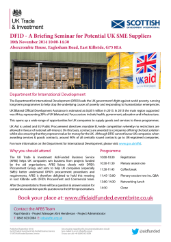 DFID - A Briefing Seminar for Potential UK SME Suppliers