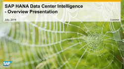 SAP HANA Data Center Intelligence - Overview Presentation  July, 2014