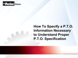 How To Specify a P.T.O. Information Necessary to Understand Proper P.T.O. Specification