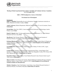 Meeting of Ebola Experimental Interventions: Scientific and Technical Advisory Committee