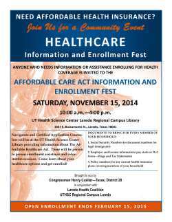 HEALTHCARE Join Us for a Community Event Information and Enrollment Fest