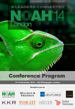 Conference Program – Old Billingsgate, London 13-14 November 2014 Brought to you by
