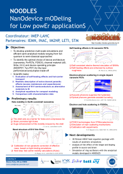 NOODLES NanOdevice mODeling for Low powEr applicationS Coordinateur: IMEP-LAHC