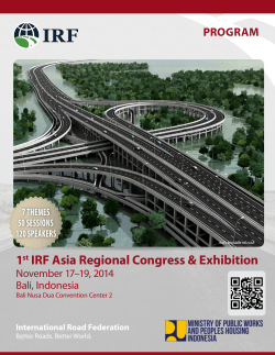 1 IRF Asia Regional Congress &amp; Exhibition PROGRAM November 17–19, 2014
