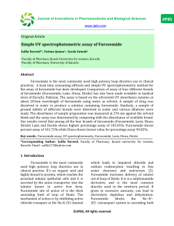 JIPBS Simple UV spectrophotometric assay of Furosemide Original Article