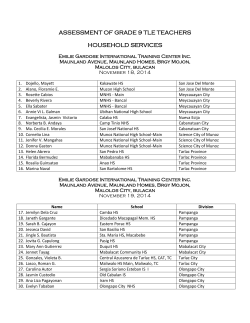 ASSESSMENT OF GRADE 9 TLE TEACHERS  HOUSEHOLD SERVICES