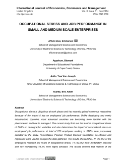 OCCUPATIONAL STRESS AND JOB PERFORMANCE IN SMALL AND MEDIUM SCALE ENTERPRISES