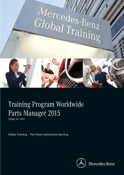 Training Program Worldwide Parts Manager 2015