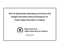 2014-16 Systemwide Operating and Financial Aid Budget Amendment Recommendations for