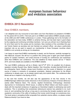 EHBEA 2013 Newsletter Dear EHBEA members,