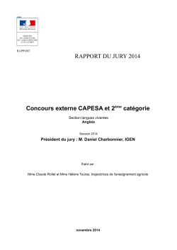RAPPORT DU JURY 2014 Concours externe CAPESA et 2 catégorie