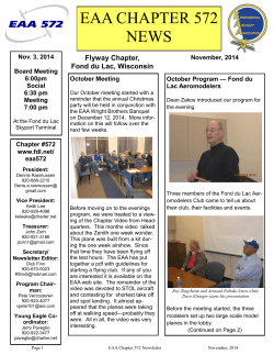 EAA CHAPTER 572 NEWS Flyway Chapter, Fond du Lac, Wisconsin