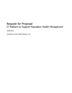 Request for Proposal IT Platform to Support Population Health Management  10/20/2014