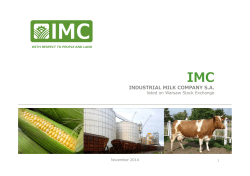 IMC INDUSTRIAL MILK COMPANY S.A. listed on Warsaw Stock Exchange November 2014