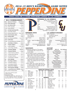 2014-15 MEN’S BASKETBALL GAME NOTES 2014-15 SCHEDULE/RESULTS