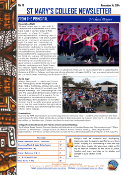 ST MARY’S COLLEGE NEWSLETTER FROM THE PRINCIPAL November 14, 2014