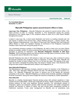 Manulife Philippines opens second branch office in Cebu