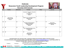 Etobicoke Newcomer Youth Leadership Development Program  November 2014 Calendar