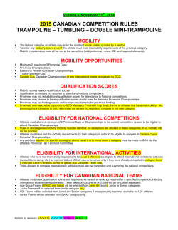 2015 CANADIAN COMPETITION RULES TRAMPOLINE – TUMBLING – DOUBLE MINI-TRAMPOLINE  MOBILITY