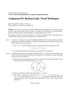 Assignment #3: Boolean Logic / Proof Techniques