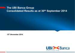 The UBI Banca Group Consolidated Results as at 30 September 2014