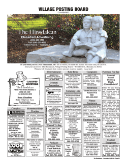 The Hinsdalean VILLAGE POSTING BOARD Classified Advertising
