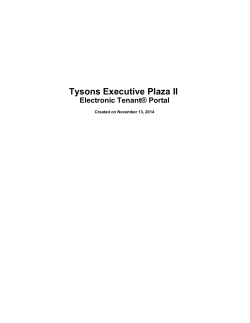 Tysons Executive Plaza II Electronic Tenant® Portal Created on November 13, 2014