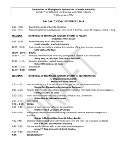 Symposium on Phylogenetic Approaches to Innate Immunity 2-3 December 2014