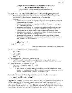 Sample Size Calculation for SRS when Estimating Proportions