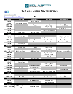Quick Glance Mind and Body Class Schedule Nov 2014