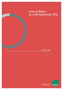Interim Report as of 30 September 2014 3rd Quarter 2014