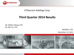 Third Quarter 2014 Results  UTStarcom Holdings Corp.