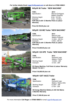Niftylift 90 Trailer  *NEW MACHINE*