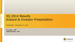3Q 2014 Results Analyst &amp; Investor Presentation  Amsterdam - November 12, 2014