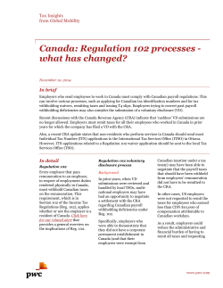 Canada: Regulation 102 processes - what has changed? Tax Insights