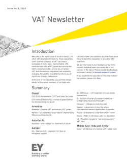 VAT Newsletter Introduction Issue No. 8, 2014