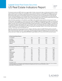 US Real Estate Indicators Report Lazard Global Real Estate Securities OCT 2014