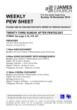 WEEKLY PEW SHEET TWENTY-THIRD SUNDAY AFTER PENTECOST For the week beginning