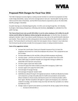 Proposed PEIA Changes for Fiscal Year 2016