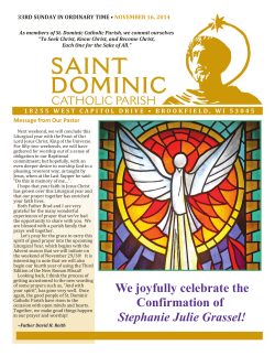 33RD SUNDAY IN ORDINARY TIME &bull; NOVEMBER 16, 2014