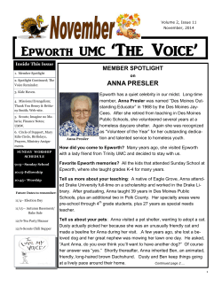 ‘The Voice’ Epworth UMC  ANNA PRESLER