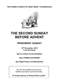 THE SECOND SUNDAY BEFORE ADVENT PRISIONERS’ SUNDAY