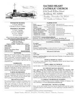 SACRED HEART CATHOLIC CHURCH Sunday, November 16, 2014