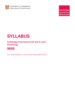SYLLABUS 9698 Cambridge International AS and A Level Psychology